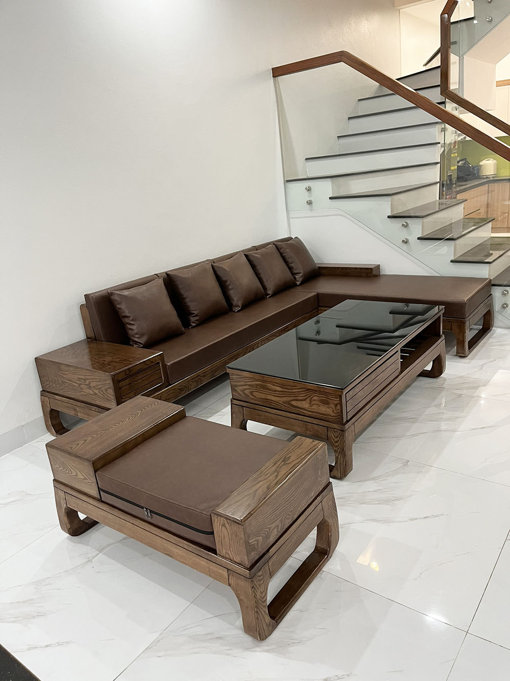 Bộ Sofa Văng Gỗ sồi nga Dài 2m7