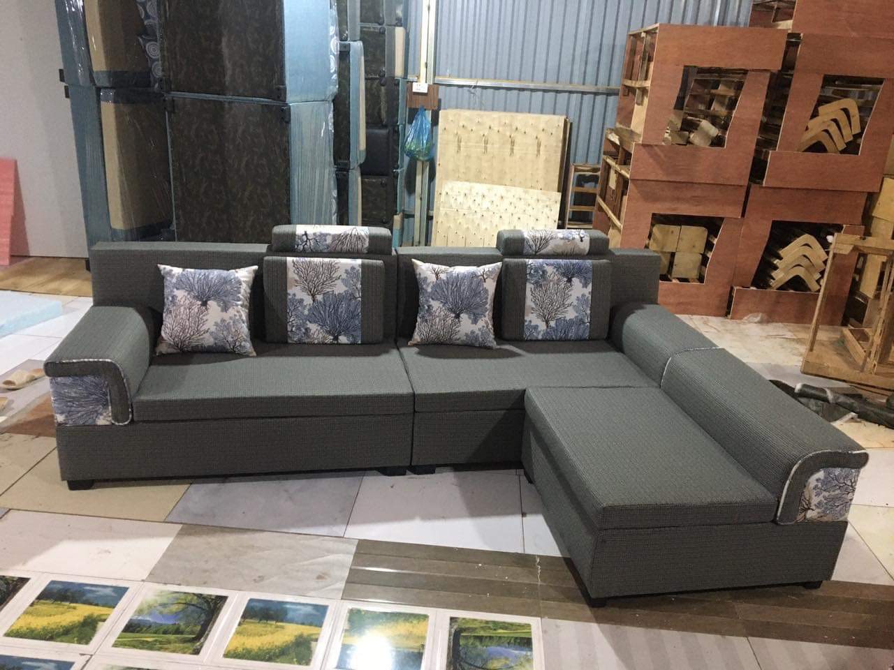 Sofa Bề Mặt Nỉ 3 Tay Khung Keo