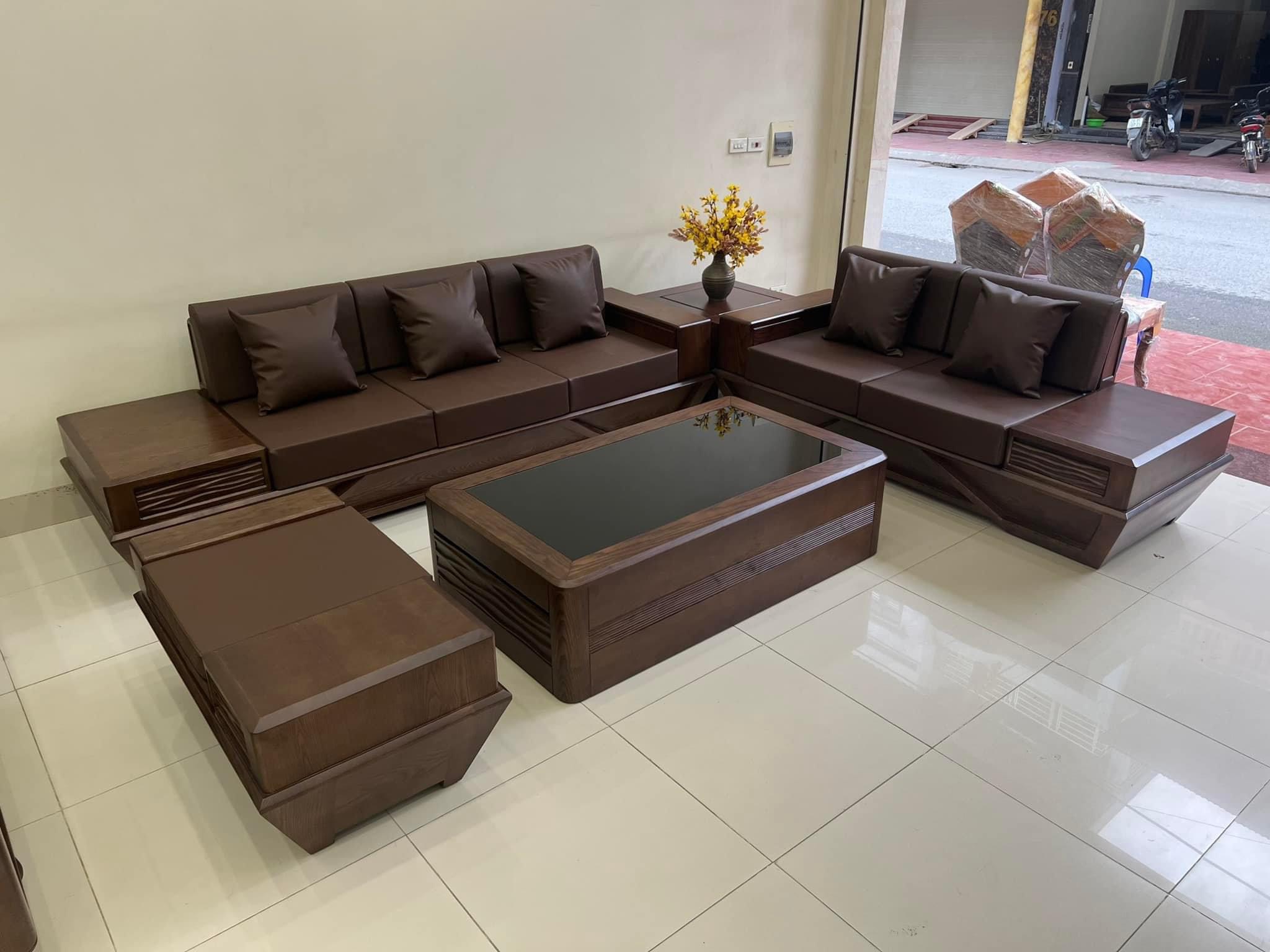 Sofa gỗ sồi chân thuyền