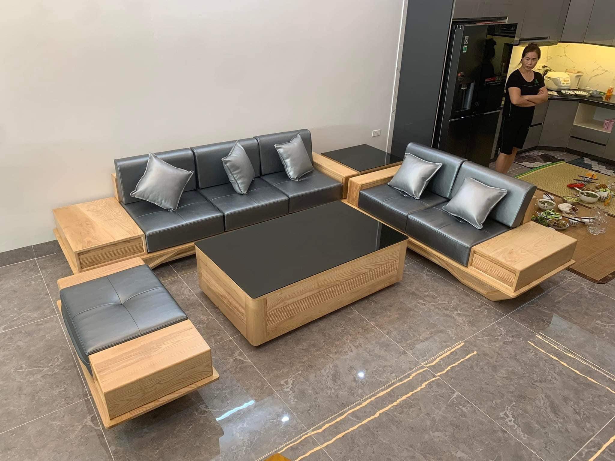 Sofa gỗ 2 văng thuyền